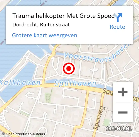 Locatie op kaart van de 112 melding: Trauma helikopter Met Grote Spoed Naar Dordrecht, Ruitenstraat op 19 januari 2023 06:13