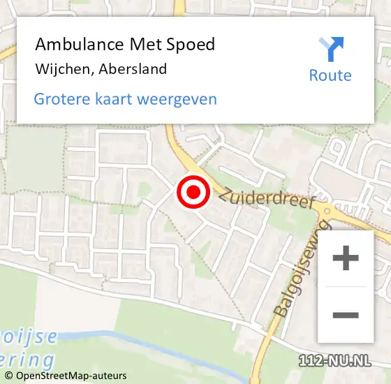 Locatie op kaart van de 112 melding: Ambulance Met Spoed Naar Wijchen, Abersland op 19 januari 2023 06:43