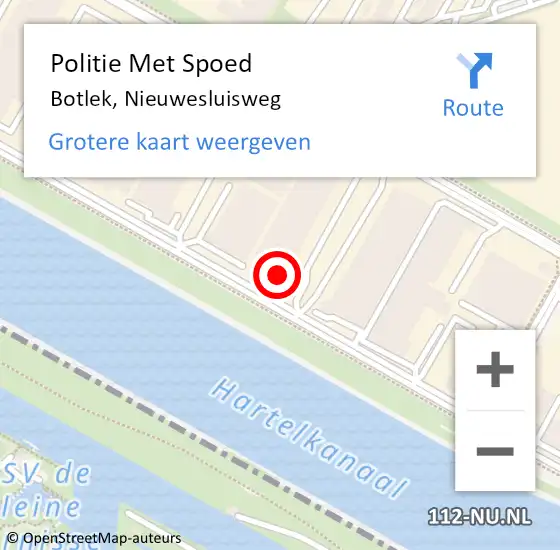 Locatie op kaart van de 112 melding: Politie Met Spoed Naar Botlek, Nieuwesluisweg op 19 januari 2023 07:04