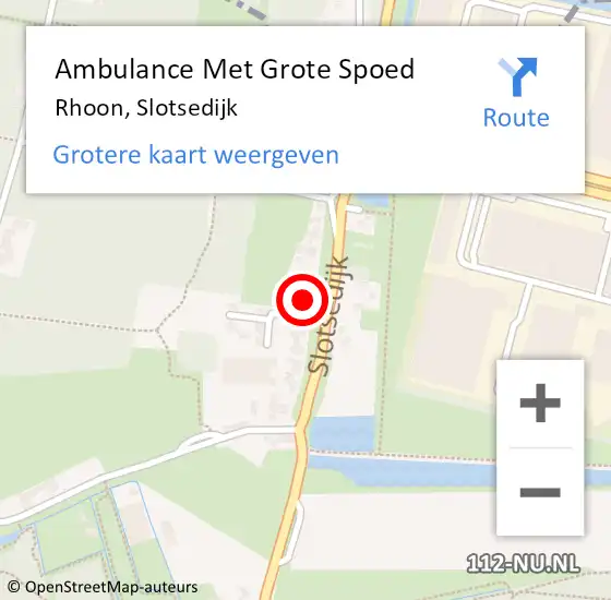 Locatie op kaart van de 112 melding: Ambulance Met Grote Spoed Naar Rhoon, Slotsedijk op 19 januari 2023 07:07