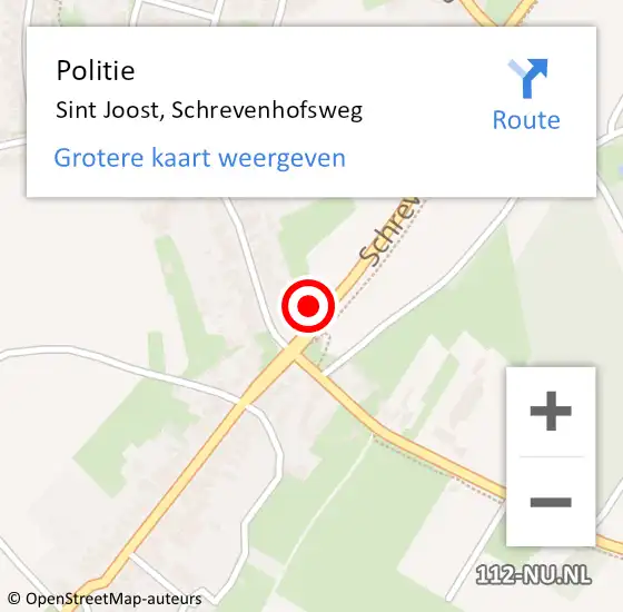 Locatie op kaart van de 112 melding: Politie Sint Joost, Schrevenhofsweg op 19 januari 2023 07:19