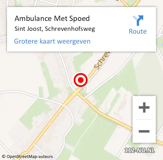 Locatie op kaart van de 112 melding: Ambulance Met Spoed Naar Sint Joost, Schrevenhofsweg op 19 januari 2023 07:24