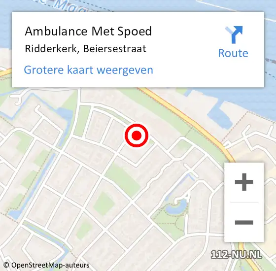 Locatie op kaart van de 112 melding: Ambulance Met Spoed Naar Ridderkerk, Beiersestraat op 19 januari 2023 08:24