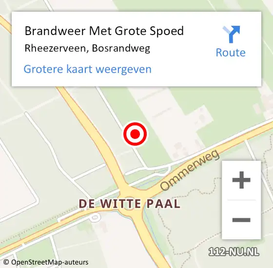 Locatie op kaart van de 112 melding: Brandweer Met Grote Spoed Naar Rheezerveen, Bosrandweg op 19 januari 2023 08:37