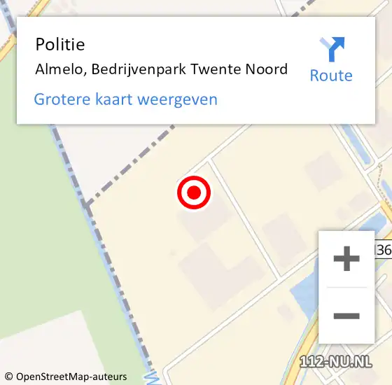 Locatie op kaart van de 112 melding: Politie Almelo, Bedrijvenpark Twente Noord op 19 januari 2023 08:49