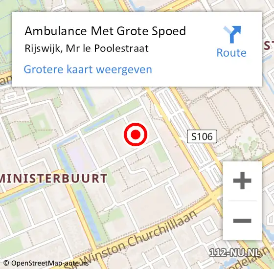 Locatie op kaart van de 112 melding: Ambulance Met Grote Spoed Naar Rijswijk, Mr le Poolestraat op 19 januari 2023 08:51