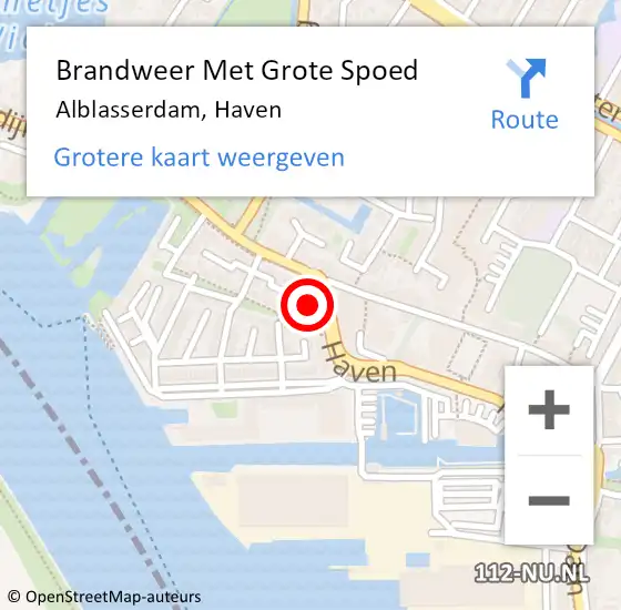 Locatie op kaart van de 112 melding: Brandweer Met Grote Spoed Naar Alblasserdam, Haven op 19 januari 2023 09:13