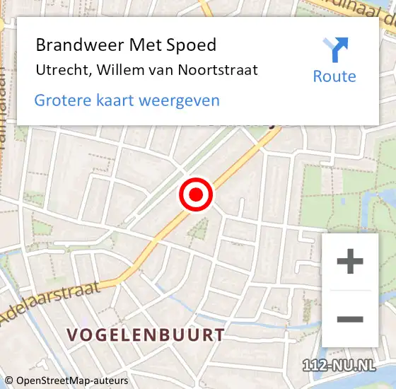 Locatie op kaart van de 112 melding: Brandweer Met Spoed Naar Utrecht, Willem van Noortstraat op 19 januari 2023 09:18