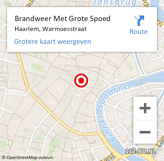 Locatie op kaart van de 112 melding: Brandweer Met Grote Spoed Naar Haarlem, Warmoesstraat op 19 januari 2023 09:18