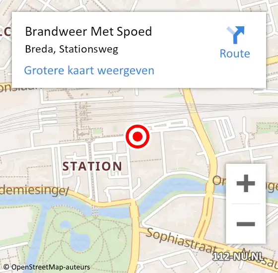 Locatie op kaart van de 112 melding: Brandweer Met Spoed Naar Breda, Stationsweg op 19 januari 2023 09:32