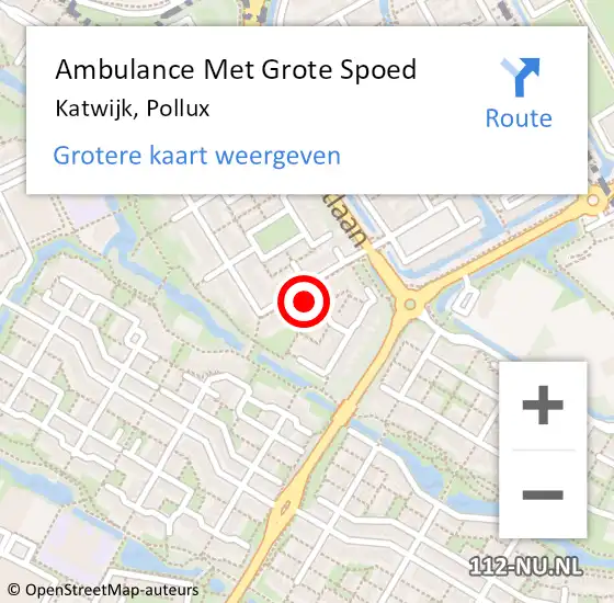 Locatie op kaart van de 112 melding: Ambulance Met Grote Spoed Naar Katwijk, Pollux op 19 januari 2023 09:40