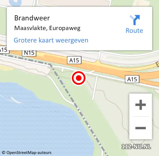 Locatie op kaart van de 112 melding: Brandweer Maasvlakte, Europaweg op 19 januari 2023 09:53