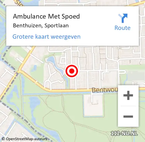 Locatie op kaart van de 112 melding: Ambulance Met Spoed Naar Benthuizen, Sportlaan op 19 januari 2023 09:56