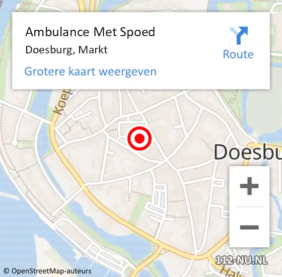Locatie op kaart van de 112 melding: Ambulance Met Spoed Naar Doesburg, Markt op 19 januari 2023 09:59