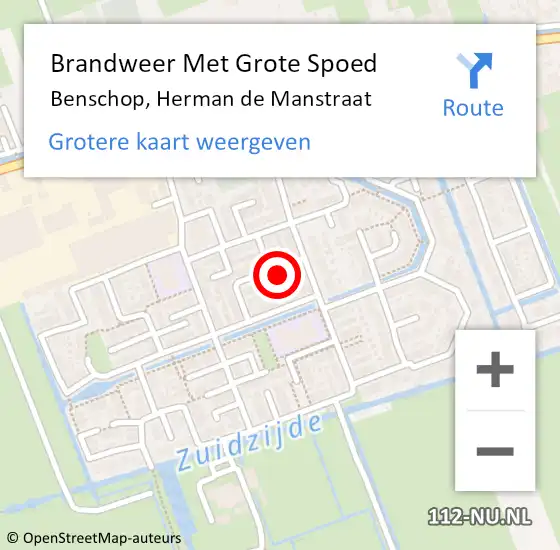 Locatie op kaart van de 112 melding: Brandweer Met Grote Spoed Naar Benschop, Herman de Manstraat op 19 januari 2023 10:06