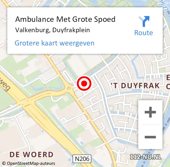 Locatie op kaart van de 112 melding: Ambulance Met Grote Spoed Naar Valkenburg, Duyfrakplein op 19 januari 2023 10:19