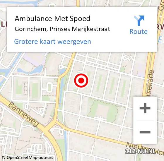 Locatie op kaart van de 112 melding: Ambulance Met Spoed Naar Gorinchem, Prinses Marijkestraat op 19 januari 2023 10:22