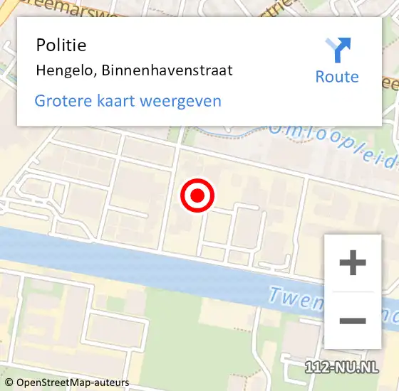 Locatie op kaart van de 112 melding: Politie Hengelo, Binnenhavenstraat op 19 januari 2023 10:22