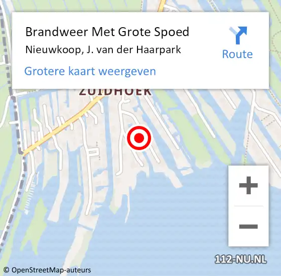 Locatie op kaart van de 112 melding: Brandweer Met Grote Spoed Naar Nieuwkoop, J. van der Haarpark op 19 januari 2023 10:43