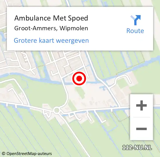 Locatie op kaart van de 112 melding: Ambulance Met Spoed Naar Groot-Ammers, Wipmolen op 19 januari 2023 10:44