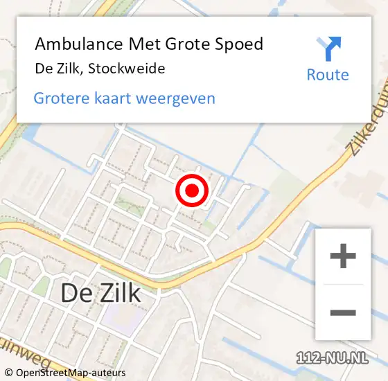 Locatie op kaart van de 112 melding: Ambulance Met Grote Spoed Naar De Zilk, Stockweide op 19 januari 2023 10:44