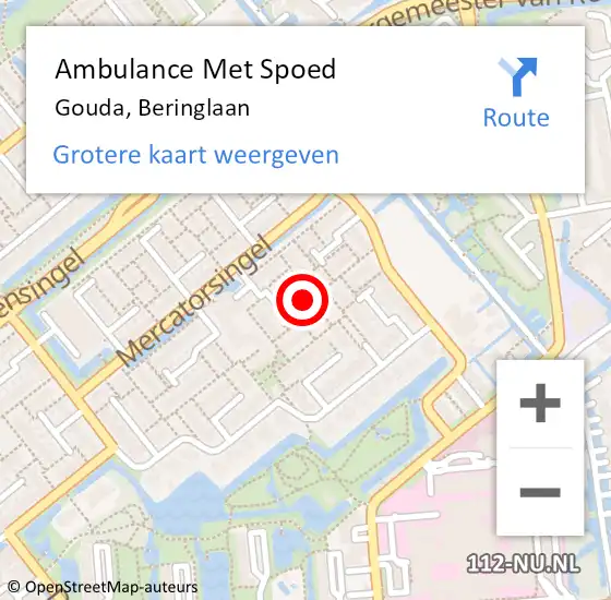 Locatie op kaart van de 112 melding: Ambulance Met Spoed Naar Gouda, Beringlaan op 19 januari 2023 10:44