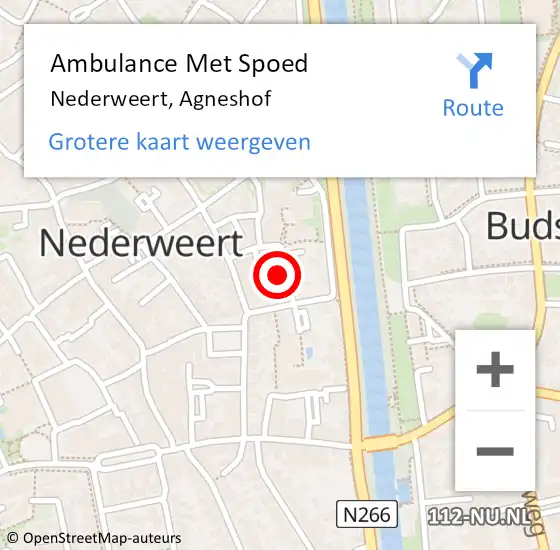 Locatie op kaart van de 112 melding: Ambulance Met Spoed Naar Nederweert, Agneshof op 19 januari 2023 10:55