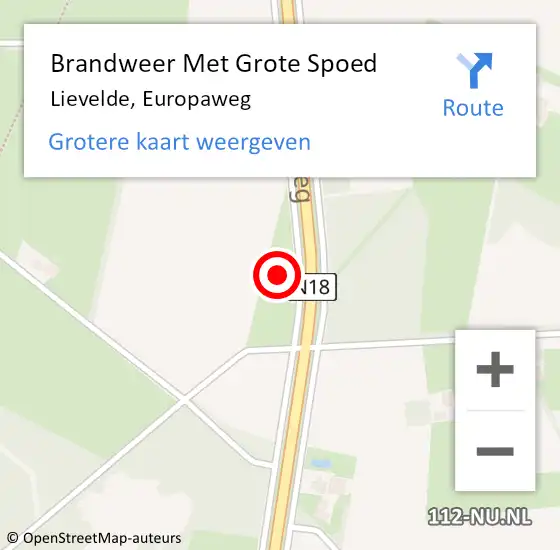 Locatie op kaart van de 112 melding: Brandweer Met Grote Spoed Naar Lievelde, Europaweg op 19 januari 2023 11:11