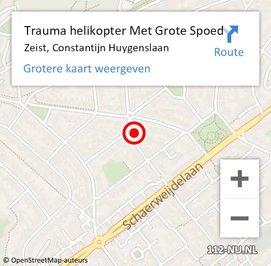 Locatie op kaart van de 112 melding: Trauma helikopter Met Grote Spoed Naar Zeist, Constantijn Huygenslaan op 19 januari 2023 11:47