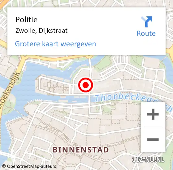 Locatie op kaart van de 112 melding: Politie Zwolle, Dijkstraat op 19 januari 2023 11:55