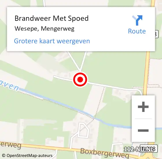 Locatie op kaart van de 112 melding: Brandweer Met Spoed Naar Wesepe, Mengerweg op 19 januari 2023 12:07