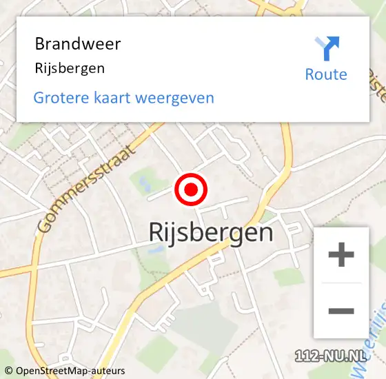 Locatie op kaart van de 112 melding: Brandweer Rijsbergen op 19 januari 2023 12:36