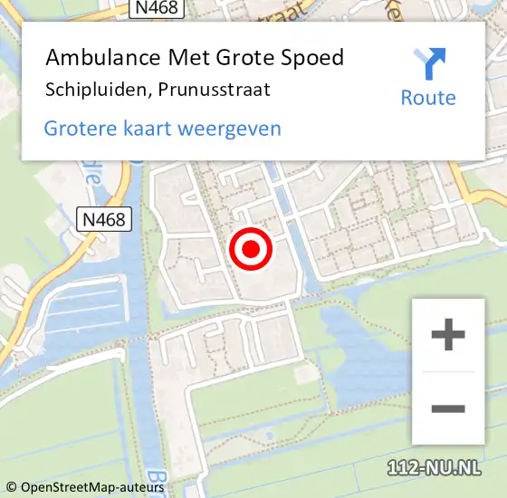 Locatie op kaart van de 112 melding: Ambulance Met Grote Spoed Naar Schipluiden, Prunusstraat op 12 augustus 2014 17:14