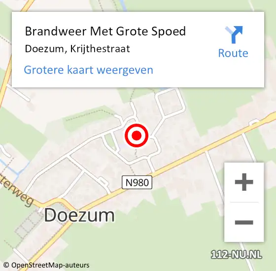 Locatie op kaart van de 112 melding: Brandweer Met Grote Spoed Naar Doezum, Krijthestraat op 19 januari 2023 13:05