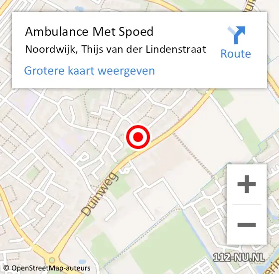 Locatie op kaart van de 112 melding: Ambulance Met Spoed Naar Noordwijk, Thijs van der Lindenstraat op 19 januari 2023 13:26