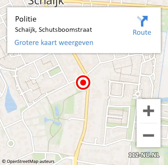 Locatie op kaart van de 112 melding: Politie Schaijk, Schutsboomstraat op 19 januari 2023 13:32