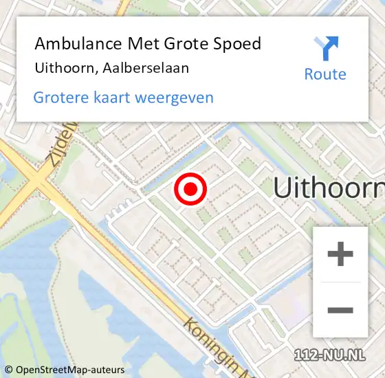 Locatie op kaart van de 112 melding: Ambulance Met Grote Spoed Naar Uithoorn, Aalberselaan op 19 januari 2023 13:33