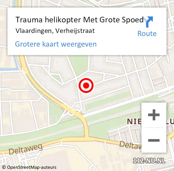 Locatie op kaart van de 112 melding: Trauma helikopter Met Grote Spoed Naar Vlaardingen, Verheijstraat op 19 januari 2023 13:37