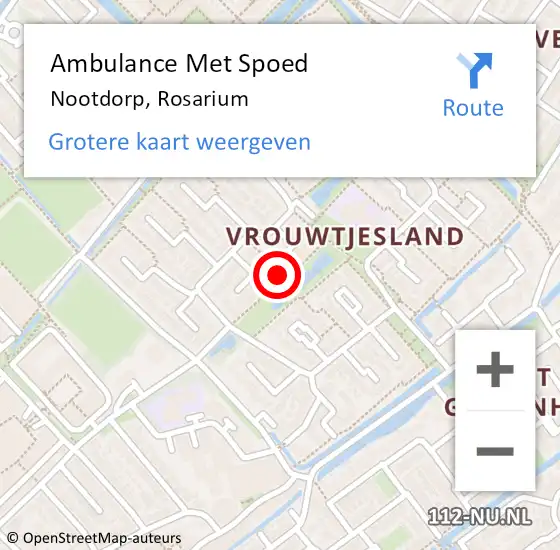 Locatie op kaart van de 112 melding: Ambulance Met Spoed Naar Nootdorp, Rosarium op 19 januari 2023 13:52