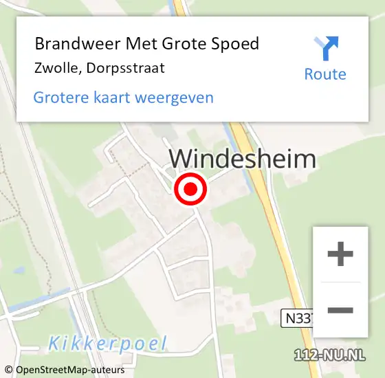 Locatie op kaart van de 112 melding: Brandweer Met Grote Spoed Naar Zwolle, Dorpsstraat op 19 januari 2023 14:04