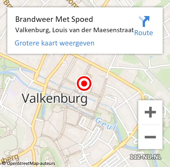 Locatie op kaart van de 112 melding: Brandweer Met Spoed Naar Valkenburg, Louis van der Maesenstraat op 19 januari 2023 14:04