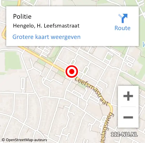 Locatie op kaart van de 112 melding: Politie Hengelo, H. Leefsmastraat op 19 januari 2023 14:09