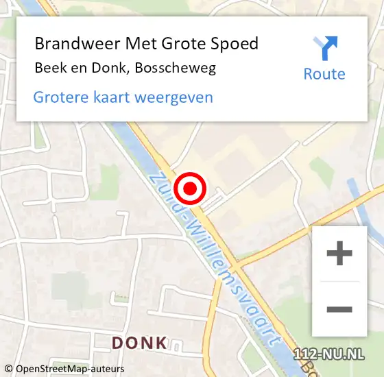 Locatie op kaart van de 112 melding: Brandweer Met Grote Spoed Naar Beek en Donk, Bosscheweg op 19 januari 2023 14:16