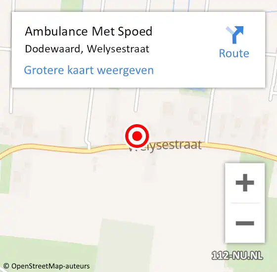 Locatie op kaart van de 112 melding: Ambulance Met Spoed Naar Dodewaard, Welysestraat op 19 januari 2023 14:43