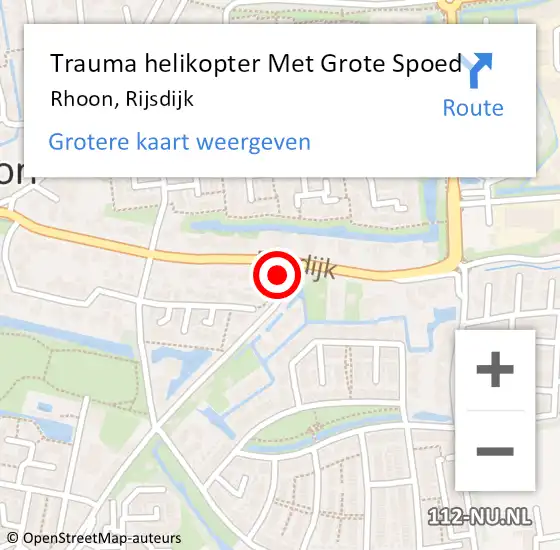 Locatie op kaart van de 112 melding: Trauma helikopter Met Grote Spoed Naar Rhoon, Rijsdijk op 19 januari 2023 14:43