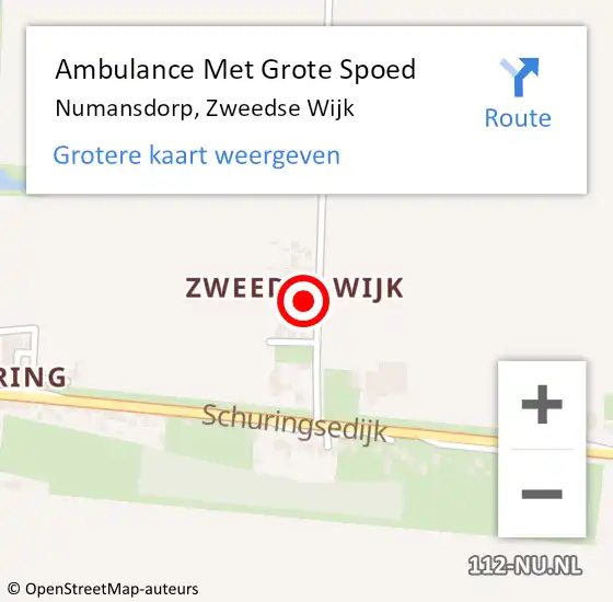 Locatie op kaart van de 112 melding: Ambulance Met Grote Spoed Naar Numansdorp, Zweedse Wijk op 19 januari 2023 14:55