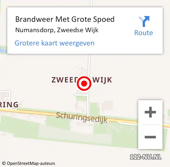 Locatie op kaart van de 112 melding: Brandweer Met Grote Spoed Naar Numansdorp, Zweedse Wijk op 19 januari 2023 14:55