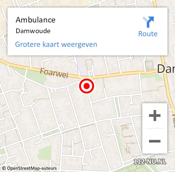 Locatie op kaart van de 112 melding: Ambulance Damwoude op 12 augustus 2014 17:37