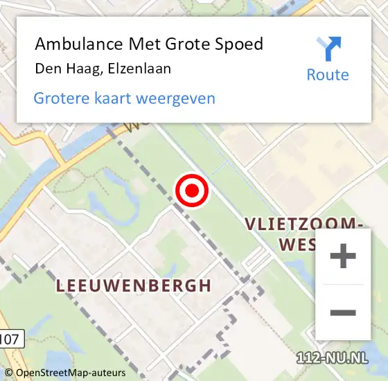 Locatie op kaart van de 112 melding: Ambulance Met Grote Spoed Naar Den Haag, Elzenlaan op 19 januari 2023 15:05