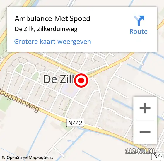 Locatie op kaart van de 112 melding: Ambulance Met Spoed Naar De Zilk, Zilkerduinweg op 19 januari 2023 15:21